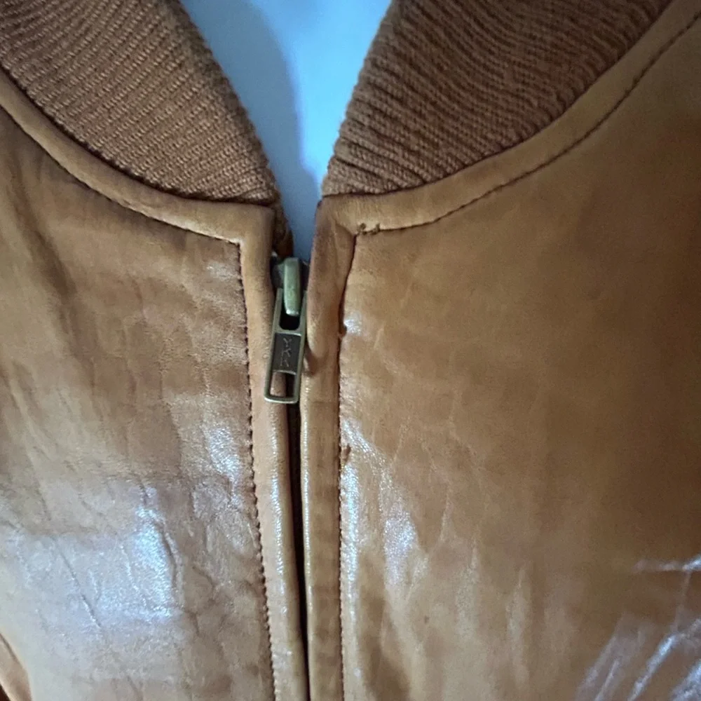 Grant men’s genuine, leather jacket, tan color - Picture 2 of 15